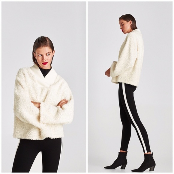 Zara Sweaters - Zara Sherpa Teddy Boucle Oversized Cream Sweater